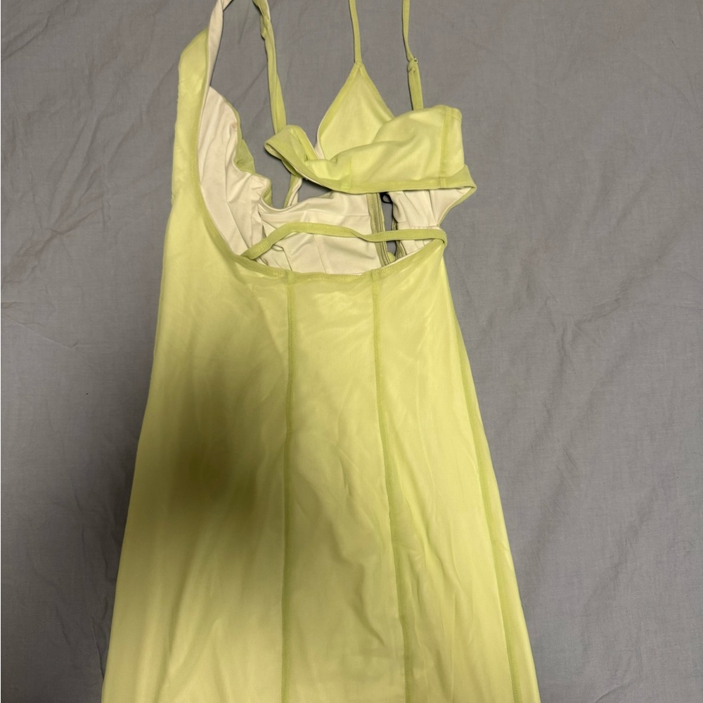 White Fox Boutique Lemon Yellow Asymmetrical Slip Dress